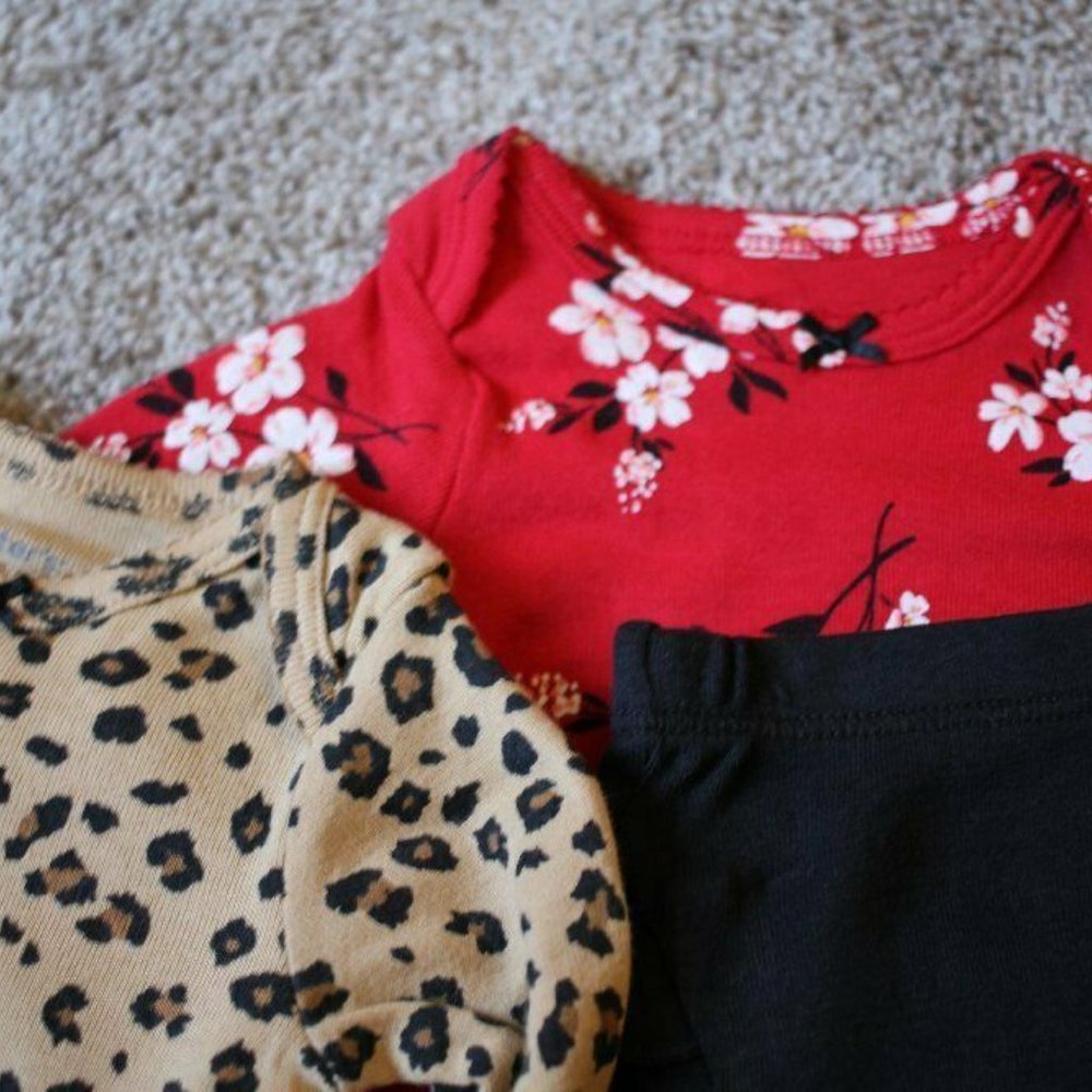 Carter's Baby Girl Leopard Floral 3pc Outfit Set Size NB Newborn Clothes NWT - Picture 3 of 4